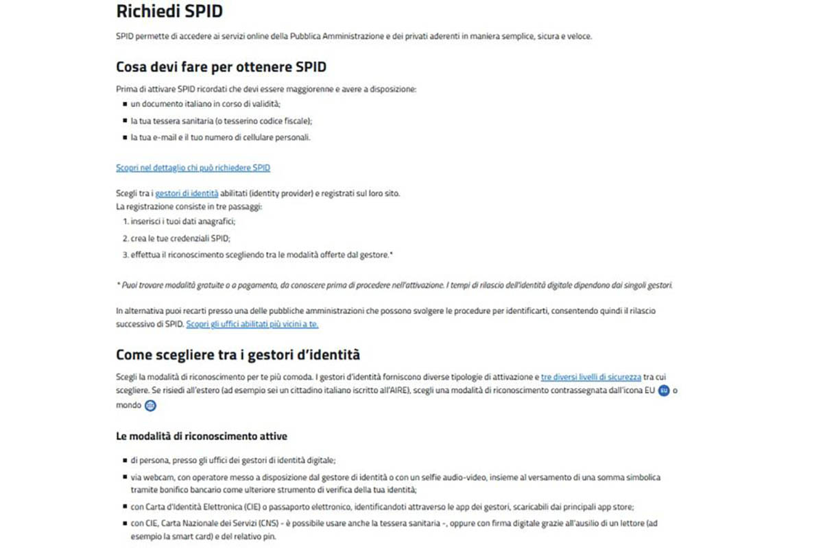 richiedi spid