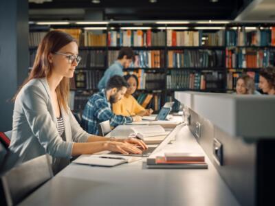 Una giovane al computer