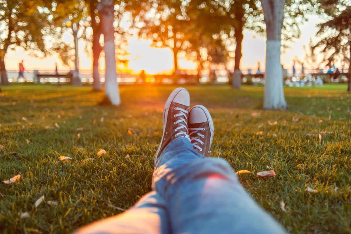 Un ragazzo si gode il verde in un parco