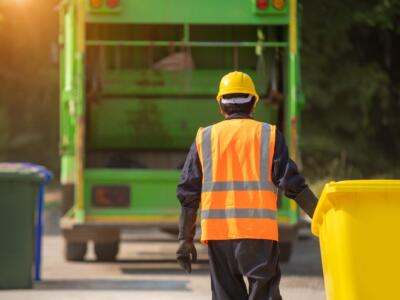Un netturbino al lavoro