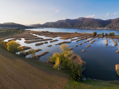 La riserva naturale Torbiere del Sebino sul lago d'Iseo, una delle tappe della Via delle Sorelle