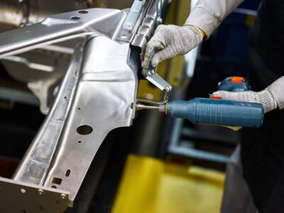 Un operaio in fabbrica