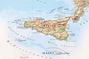 Mappa Sicilia Malta Mediterraneo