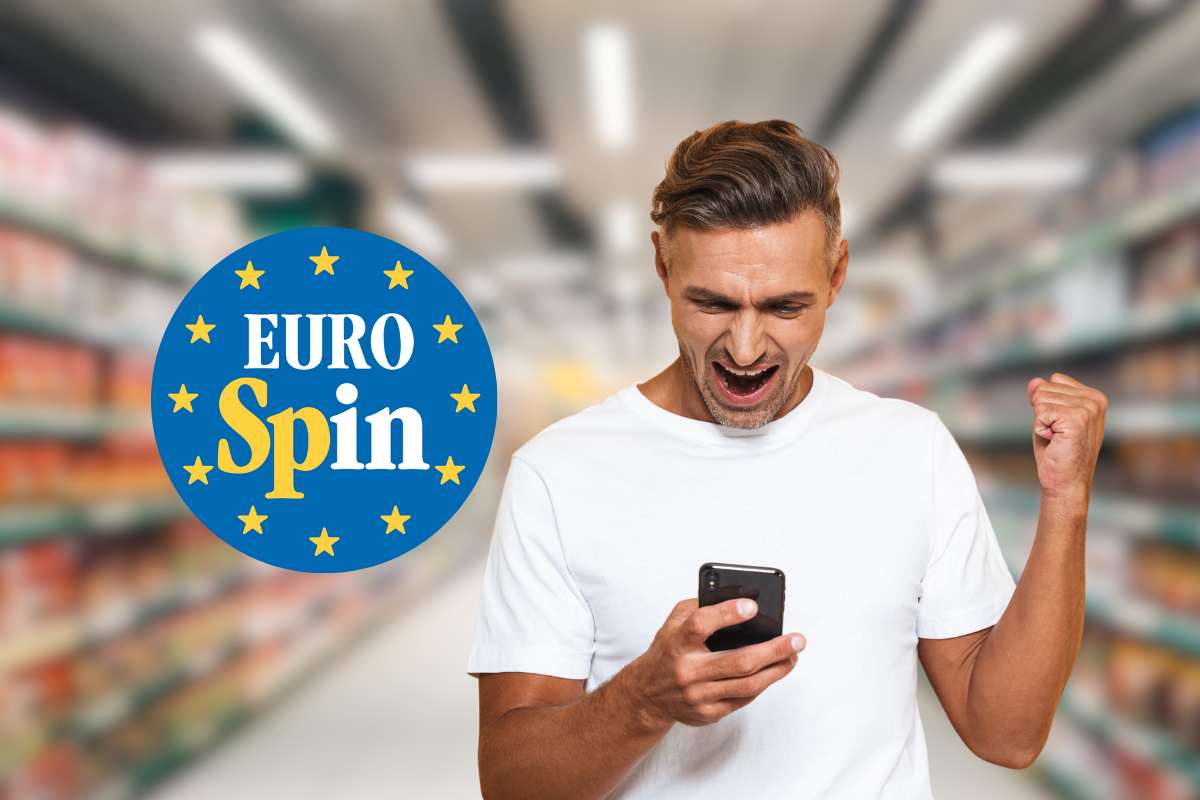 eurospin supermercato uomo smartphone