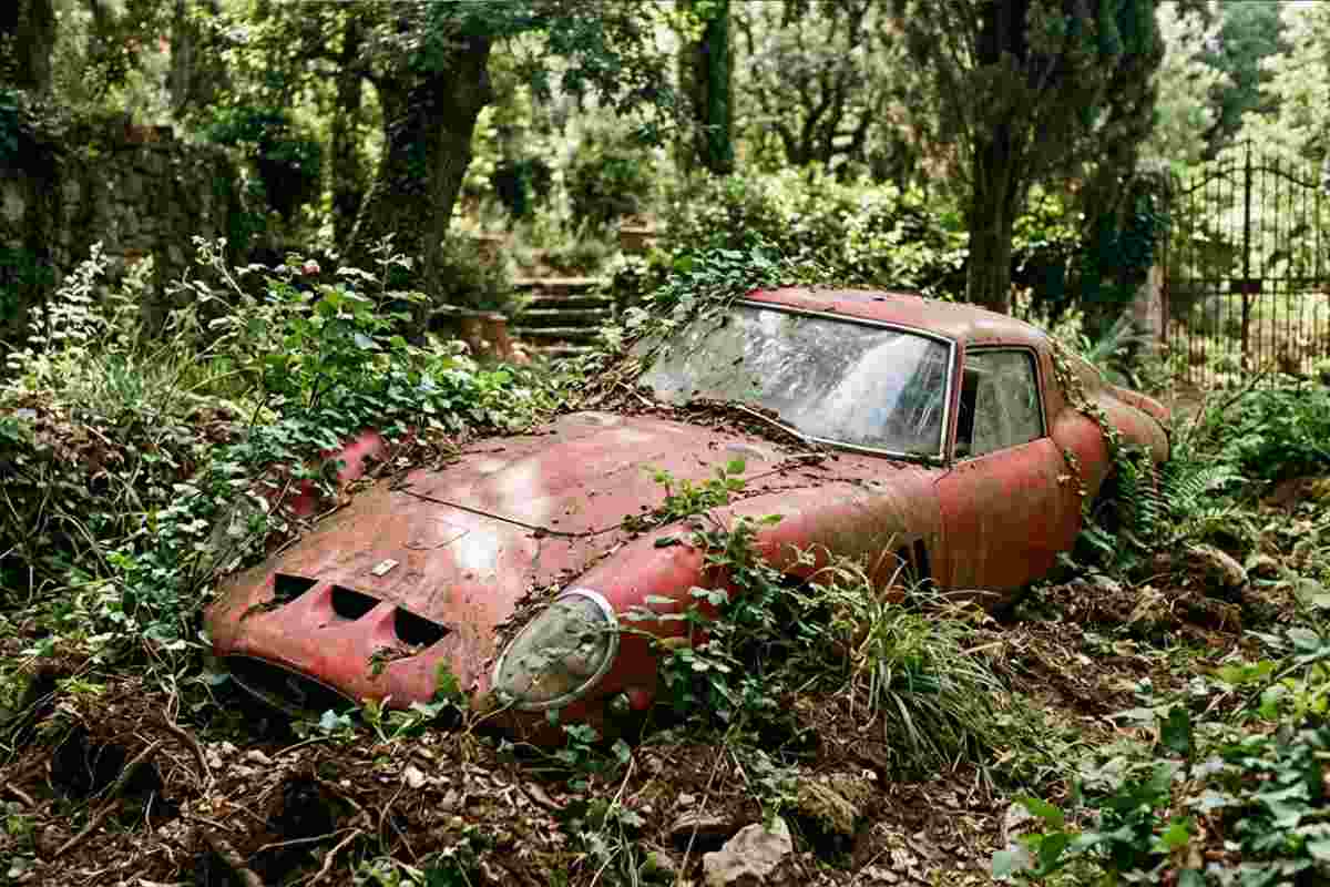 ferrari sepolta in giardino
