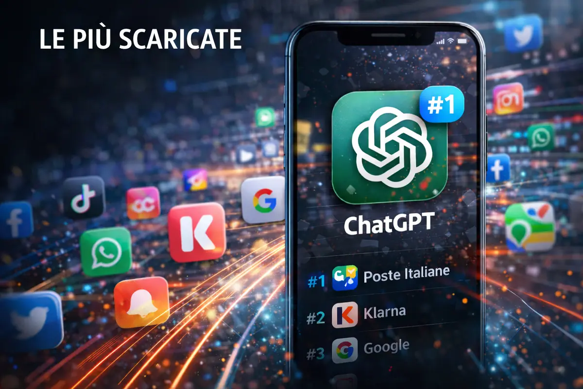 smartphone con le app più scaricate mostrate sullo schermo con icone di social media e applicazioni popolari