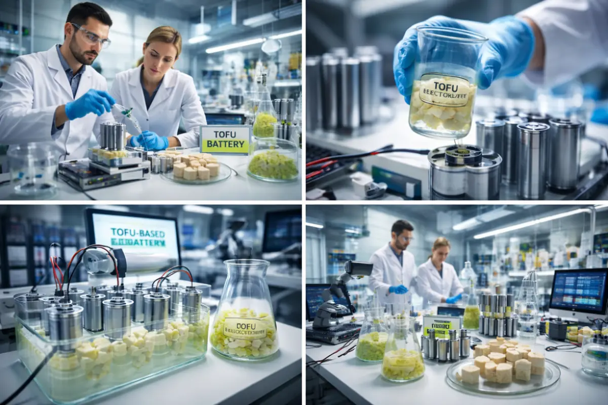 Ricerca in laboratorio su batterie sostenibili con elettrolita derivato dal tofu