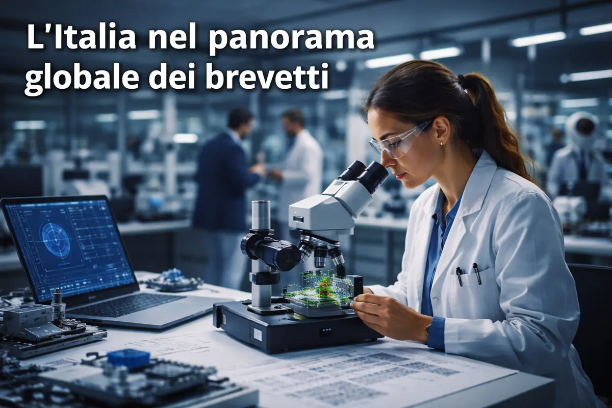 ricercatrice in laboratorio tecnologico mentre analizza prototipo per sviluppo brevetti in italia