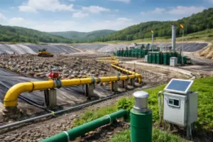 impianto di discarica moderna con sistema di captazione del biogas e monitoraggio ambientale dei rifiuti