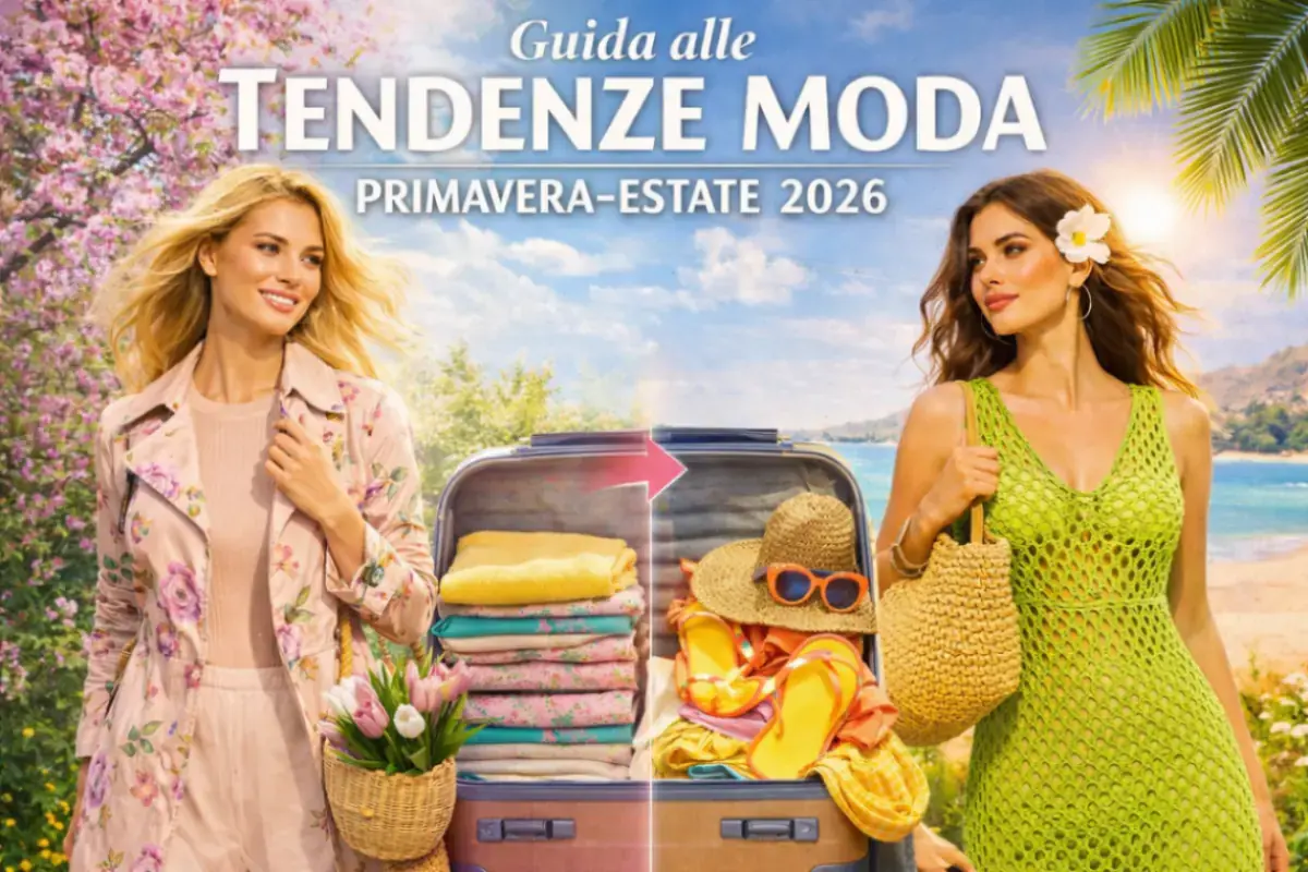 Cambio stagione moda primavera estate 2026 con outfit floreali e look estivi a confronto