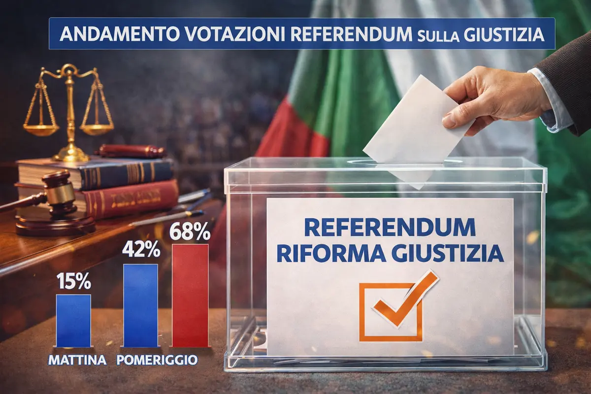 Referendum riforma giustizia Italia affluenza votazioni con urna e grafico partecipazione