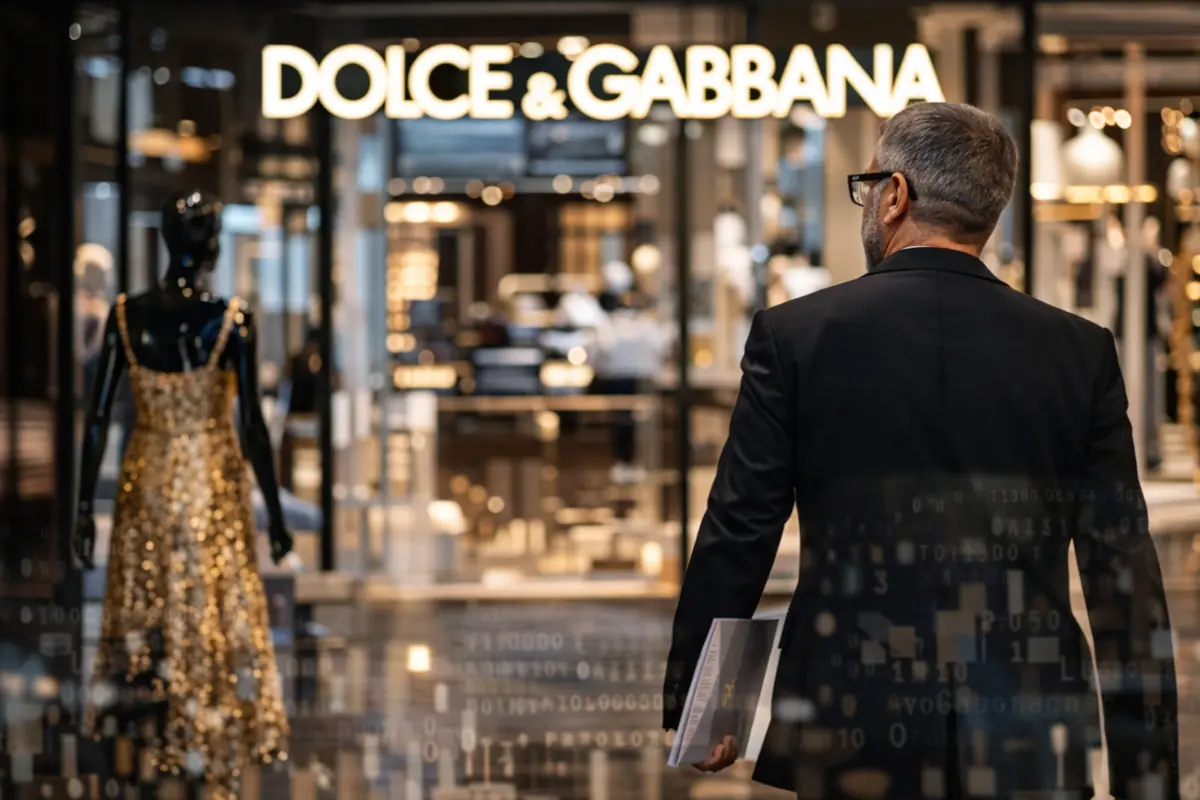 manager del settore moda osserva boutique di lusso in un contesto di cambiamento aziendale