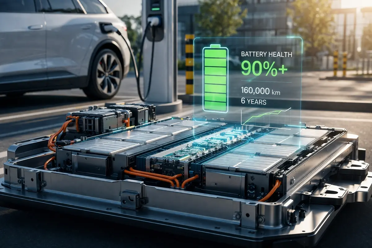 Batteria auto elettrica con stato di salute oltre il 90% dopo 160000 km e sei anni