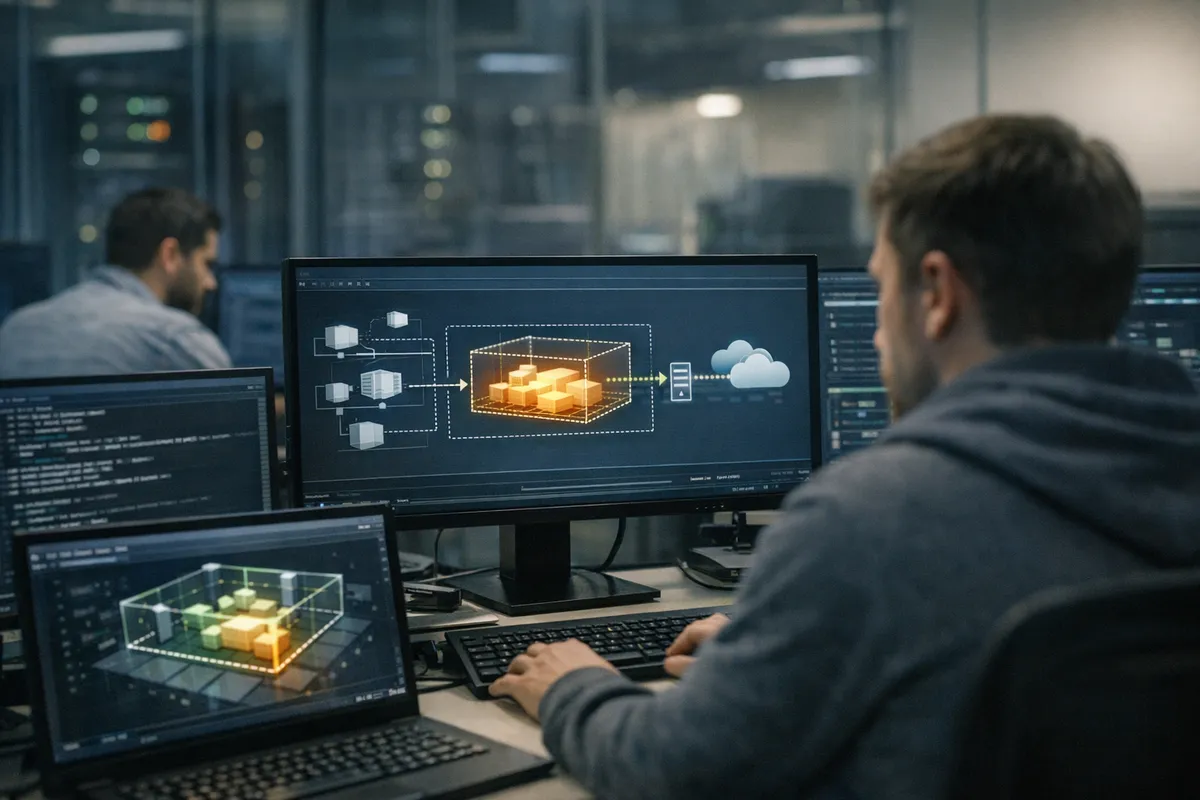 Analista di cybersicurezza davanti a monitor con diagramma di sandbox e tentativo di connessione verso il cloud